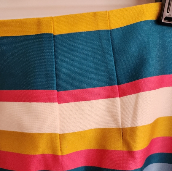 Ann Taylor‎ Loft Women's Striped Pencil Mini Skirt Pink Blue Gold Black White 6 - Picture 8 of 10